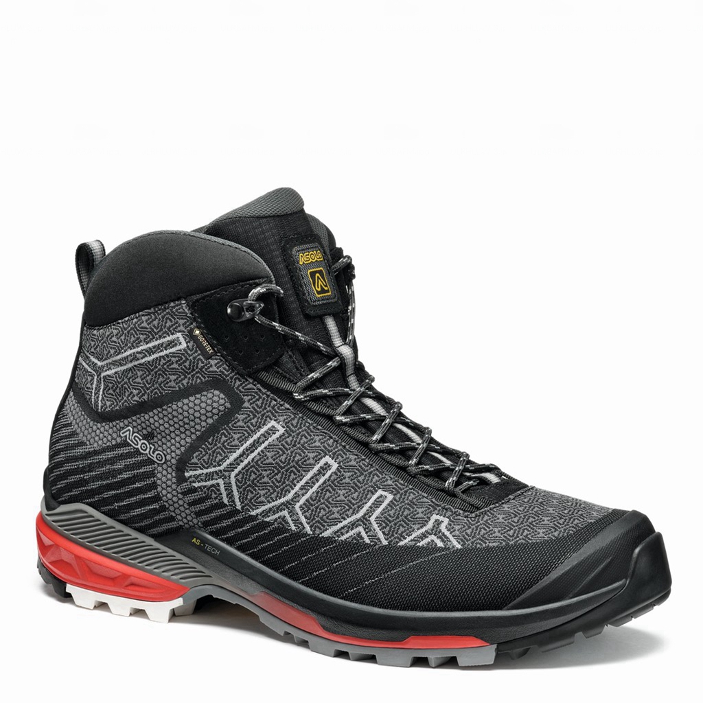 Black Men\'s Asolo FALCON EVO JACQUARD GV Hiking Boots | A59314